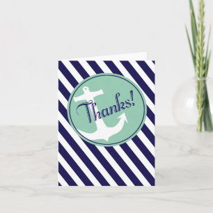 Anchor on Stripes Thank You   navy aqua