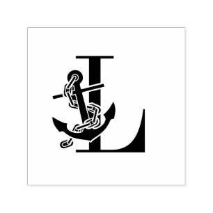 Anchor Over Single Initial Monogram Self-inking Stamp