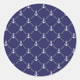 Anchor pattern classic round sticker
