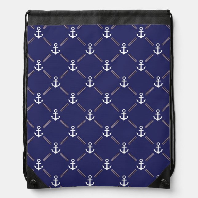 Anchor pattern drawstring bag (Front)