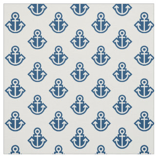 Anchor Pattern Fabric in White and Blue