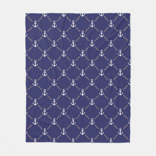 Anchor pattern fleece blanket
