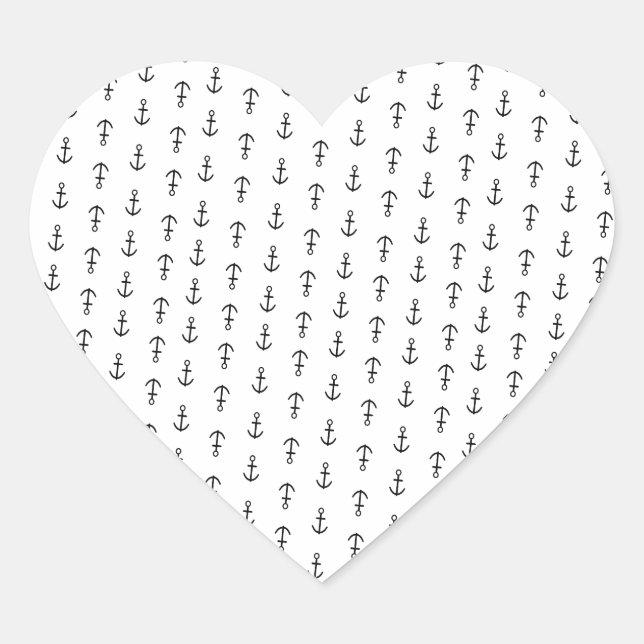 Anchor Pattern Heart Sticker (Front)