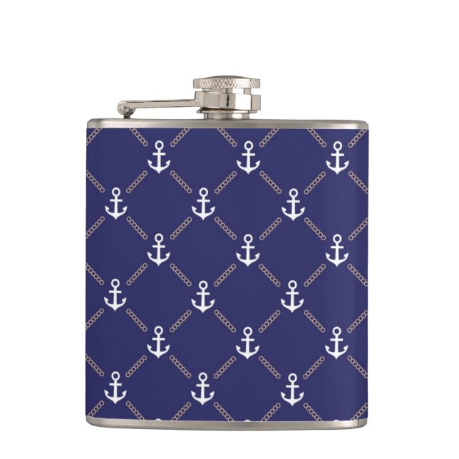 Anchor pattern hip flask (Front)