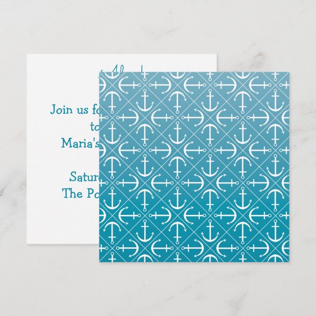 Anchor pattern invitation (Front/Back)