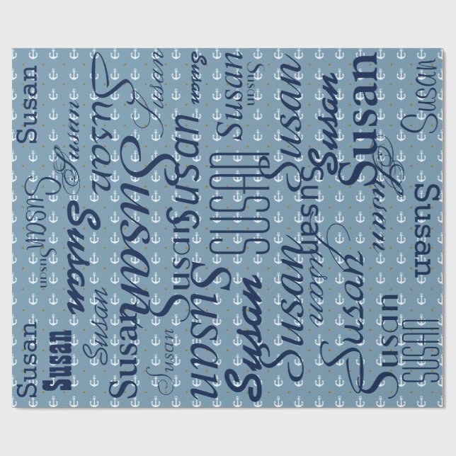 anchor / pattern of names personalised wrapping paper (Flat)
