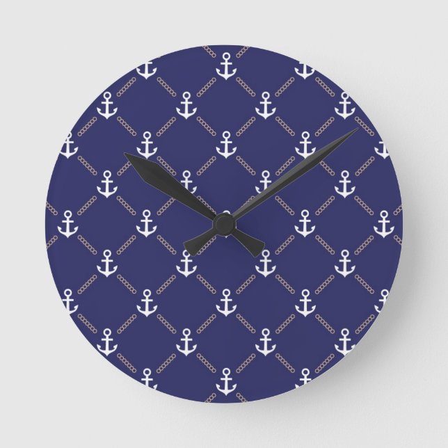 Anchor pattern round clock (Front)