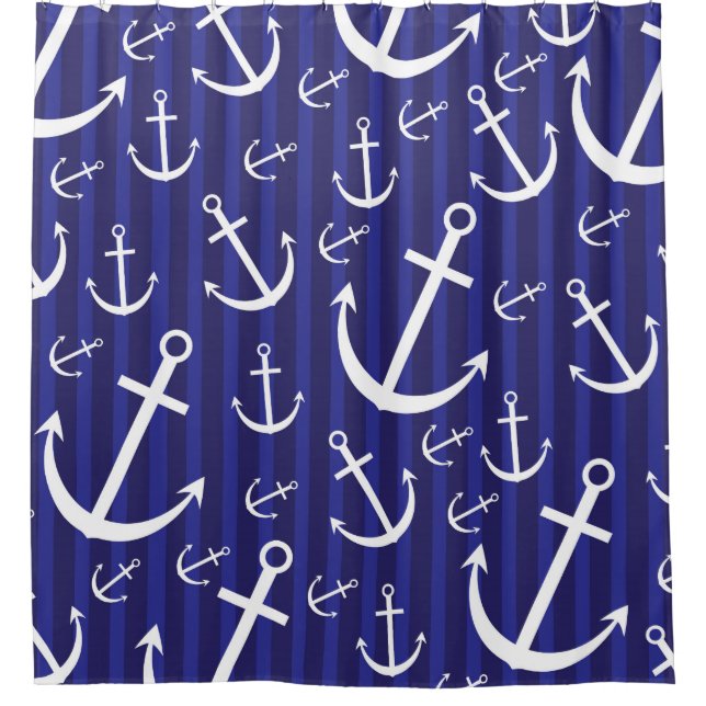 Anchor pattern shower curtain (Front)