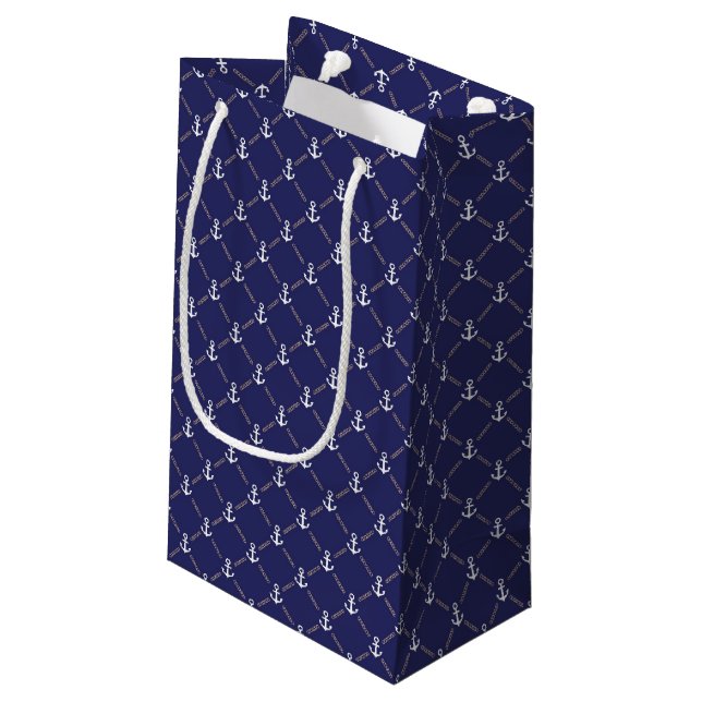 Anchor pattern small gift bag (Back Angled)
