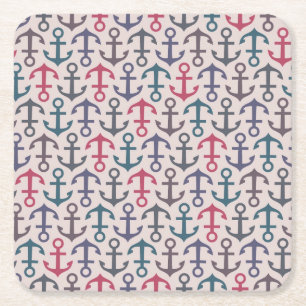 Anchor pattern square paper coaster
