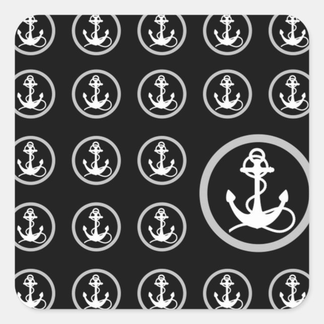 Anchor Pattern Square Sticker (Front)