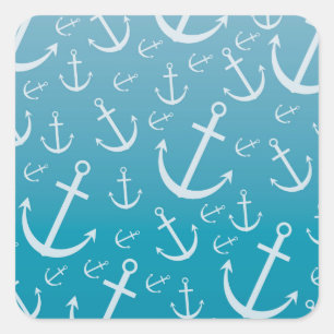 Anchor pattern square sticker