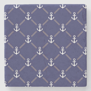 Anchor pattern stone coaster