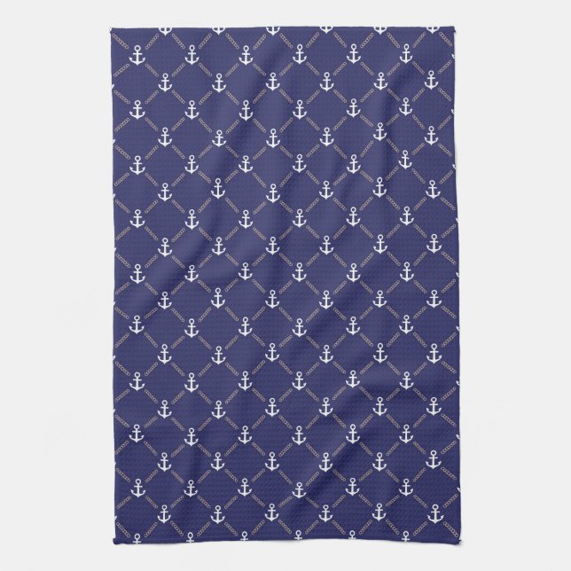 Anchor pattern tea towel (Vertical)