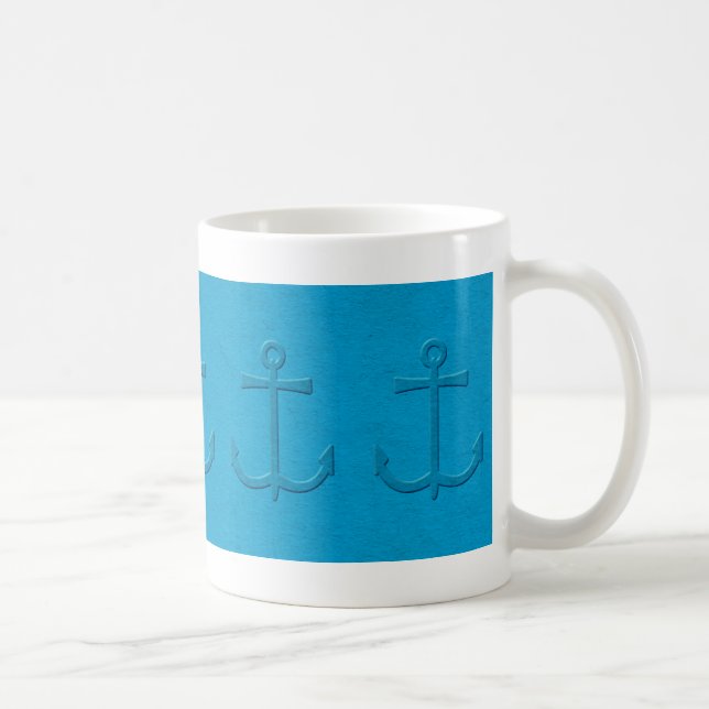 Anchor Pattern With Faux Embossed Paper Texture Coffee Mug (Right)