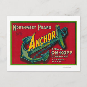 Anchor Pear Crate LabelYakima, WA Postcard