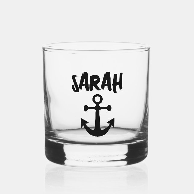 ANCHOR PERSONALIZED NAUTICAL WHISKEY GLASSES GLASS (Front)