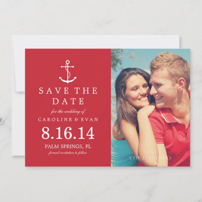 Anchor Photo Wedding Save the Date {red} (Front)