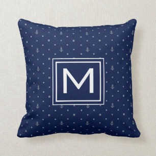 Anchor Polka Dots Pattern Add Your Initial Cushion