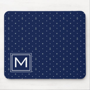 Anchor Polka Dots Pattern   Add Your Initial Mouse Mat