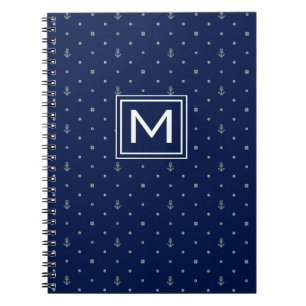 Anchor Polka Dots Pattern   Add Your Initial Notebook
