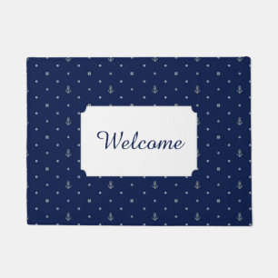 Anchor Polka Dots Pattern   Add Your Text Doormat