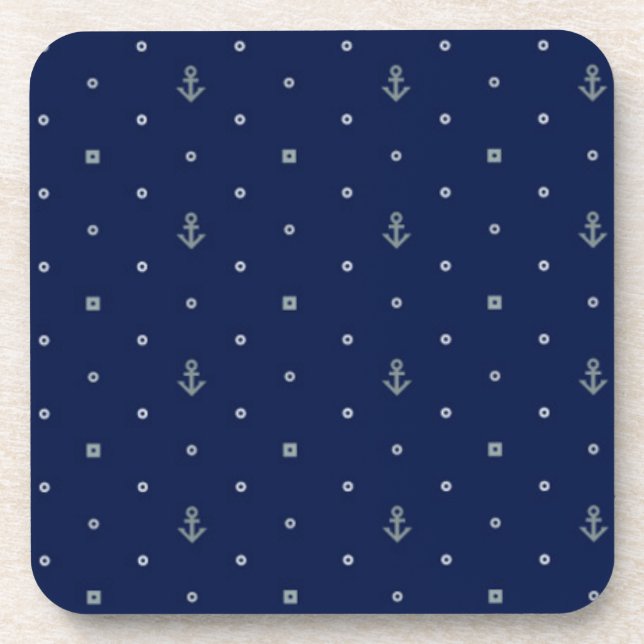 Anchor Polka Dots Pattern Coaster (Front)