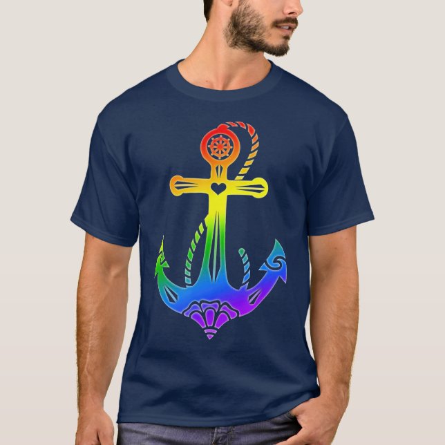 Anchor Rainbow Gay Pride LGBT LGBTQ T-Shirt (Front)