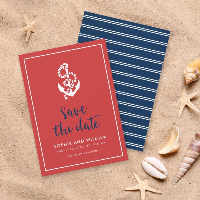 Anchor Red and Blue Script Save the Date (Creator Uploaded)