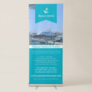 Anchor ribbon aqua white sailing nautical business retractable banner