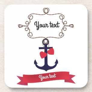 Anchor rope frame nautical naval sea voyage red ri coaster