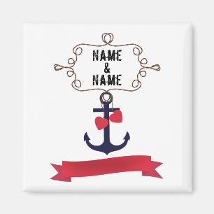 Anchor rope frame nautical naval sea voyage red ri magnet