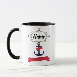 Anchor rope frame nautical naval sea voyage red ri mug