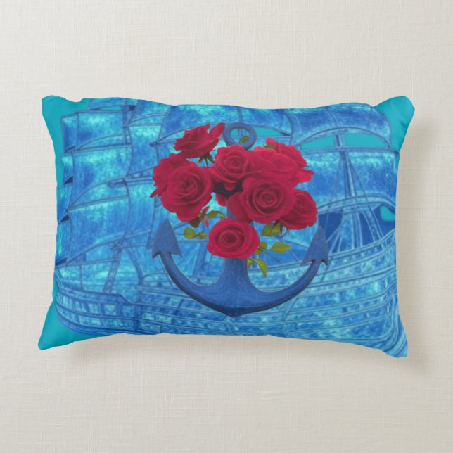 ANCHOR ROSE  DECORATIVE CUSHION (Back)