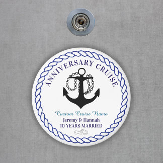 Anchor Round Custom Anniversary Cruise Cabin Door Magnet