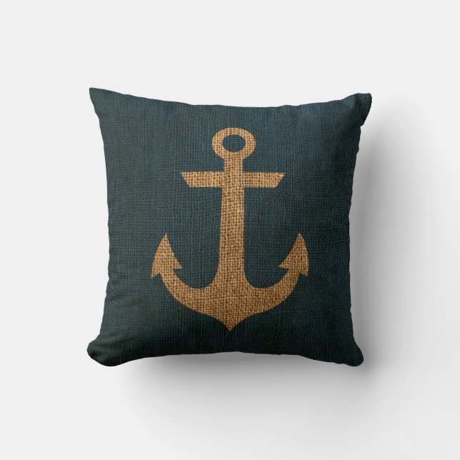 Anchor Rustic Blue Cushion (Front)