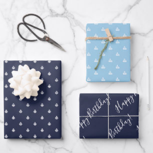 Anchor & Sailboat Birthday  Wrapping Paper Sheets