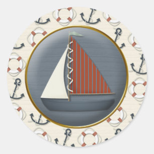Anchor Sailboat Classic Round Sticker
