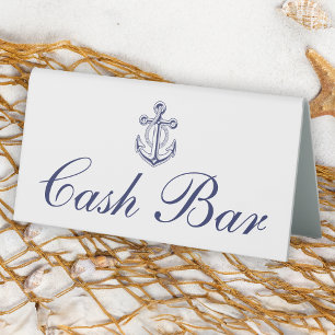 Anchor Sailor Navy Blue Nautical Wedding Cash Bar