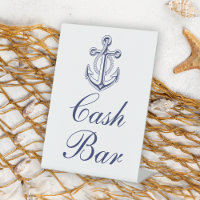 Anchor Sailor Navy Blue Nautical Wedding Cash Bar