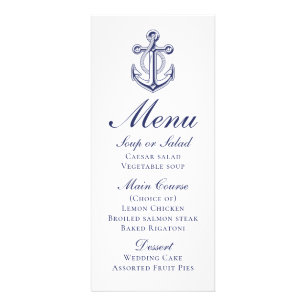 Anchor Sailor Navy Blue Nautical Wedding Menu