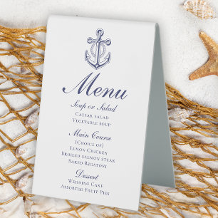 Anchor Sailor Navy Blue Nautical Wedding Menu