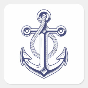 Anchor Sailor Ocean Navy Blue Nautical Wedding Square Sticker