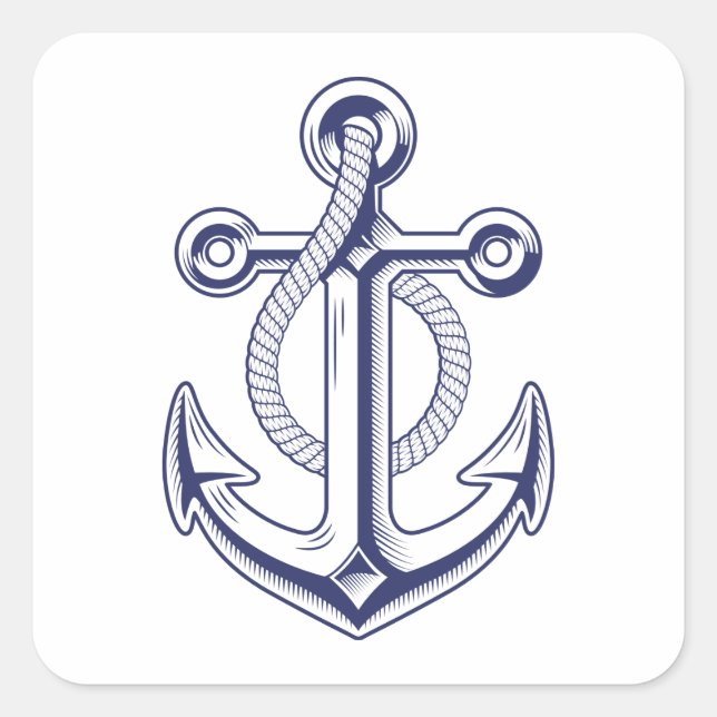 Anchor Sailor Ocean Navy Blue Nautical Wedding Square Sticker (Front)