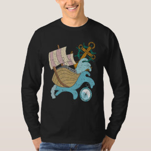 Anchor Sailor Waves Compass Sail Boat Captain Sail T-Shirt