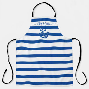 Anchor Script Personalised Blue Stripe Apron