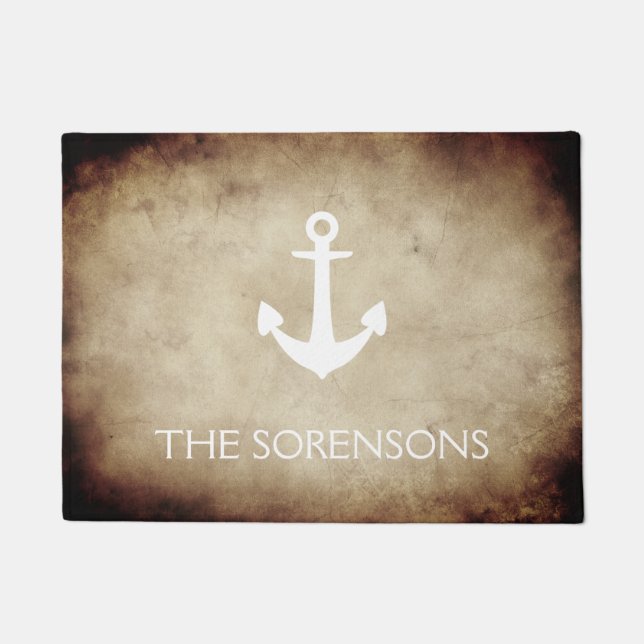 Anchor Scroll Family Name Doormat (Front)
