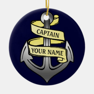 Anchor Ship Captain Your Name Customisable Ceramic Tree Decoration