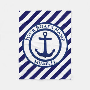 Anchor Stamp and Diagonal Stripes Custom Fleece Blanket