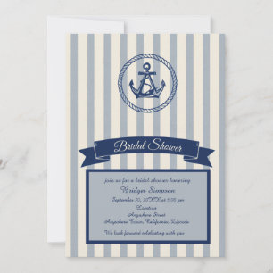 Anchor Stripe Maritime Destination bridal shower  Invitation
